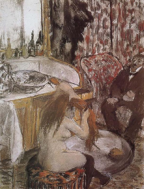 Edgar Degas Naked  doing up her hair